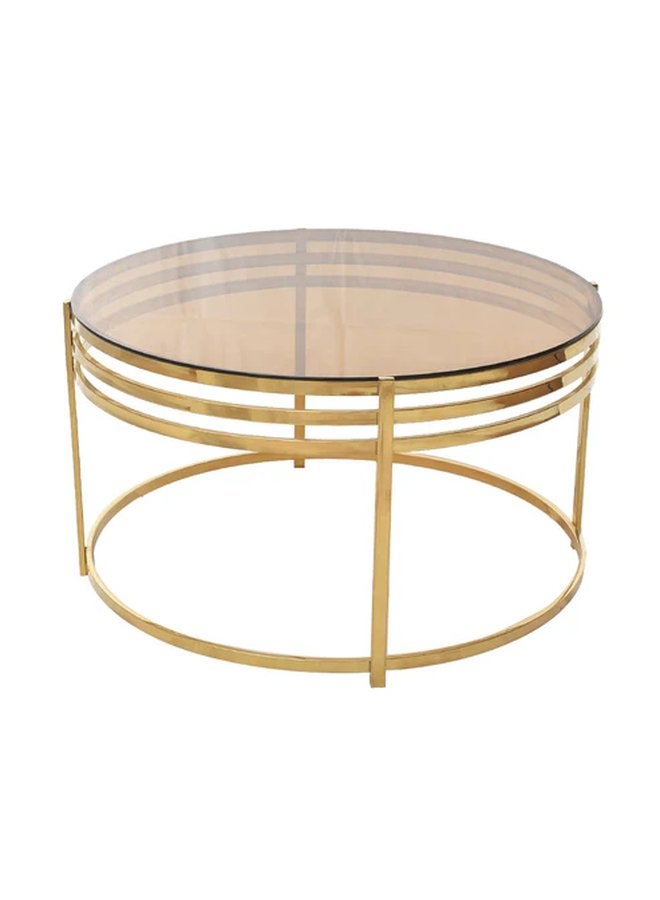 Large 3-Tier Round Table Gold Stainless Steel